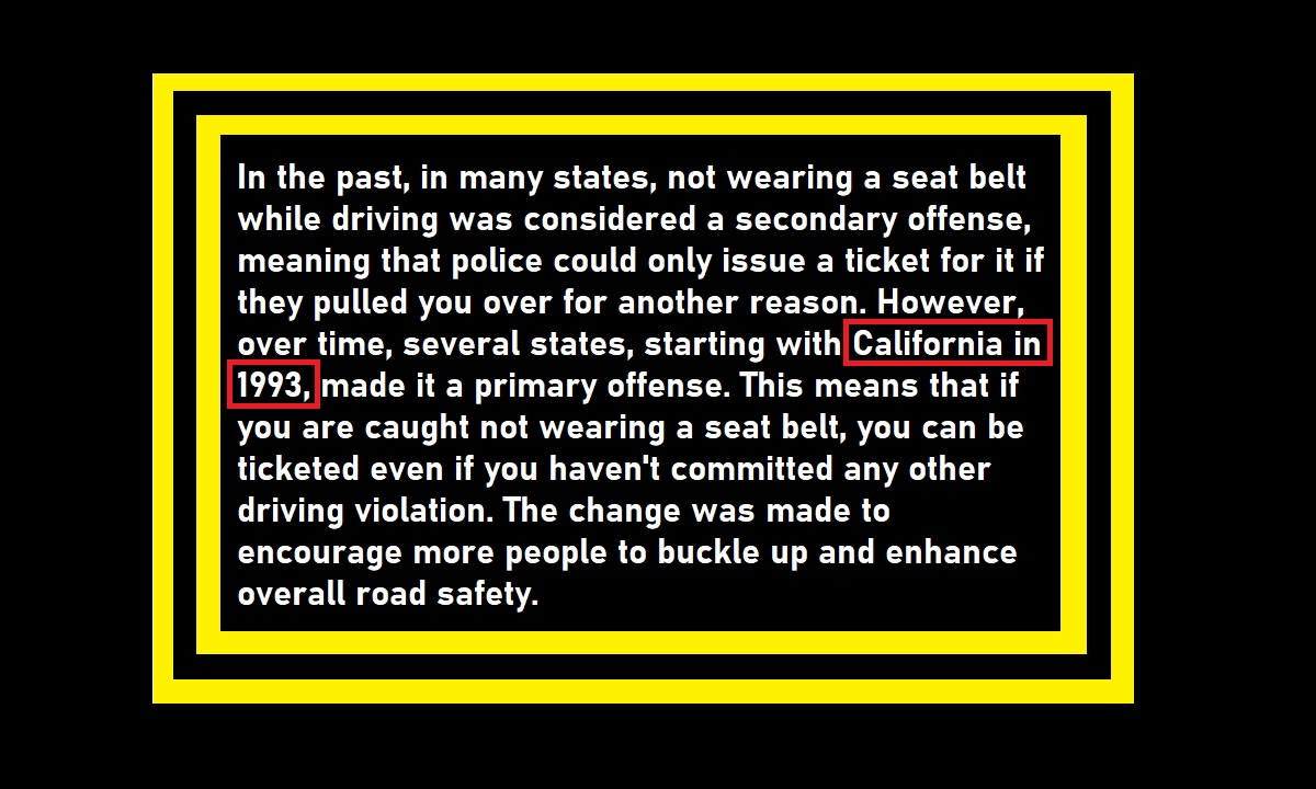 California Seat Belt Laws Back